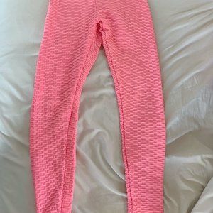 NO BRAND Pink Scrunchie Leggings Women's Bright